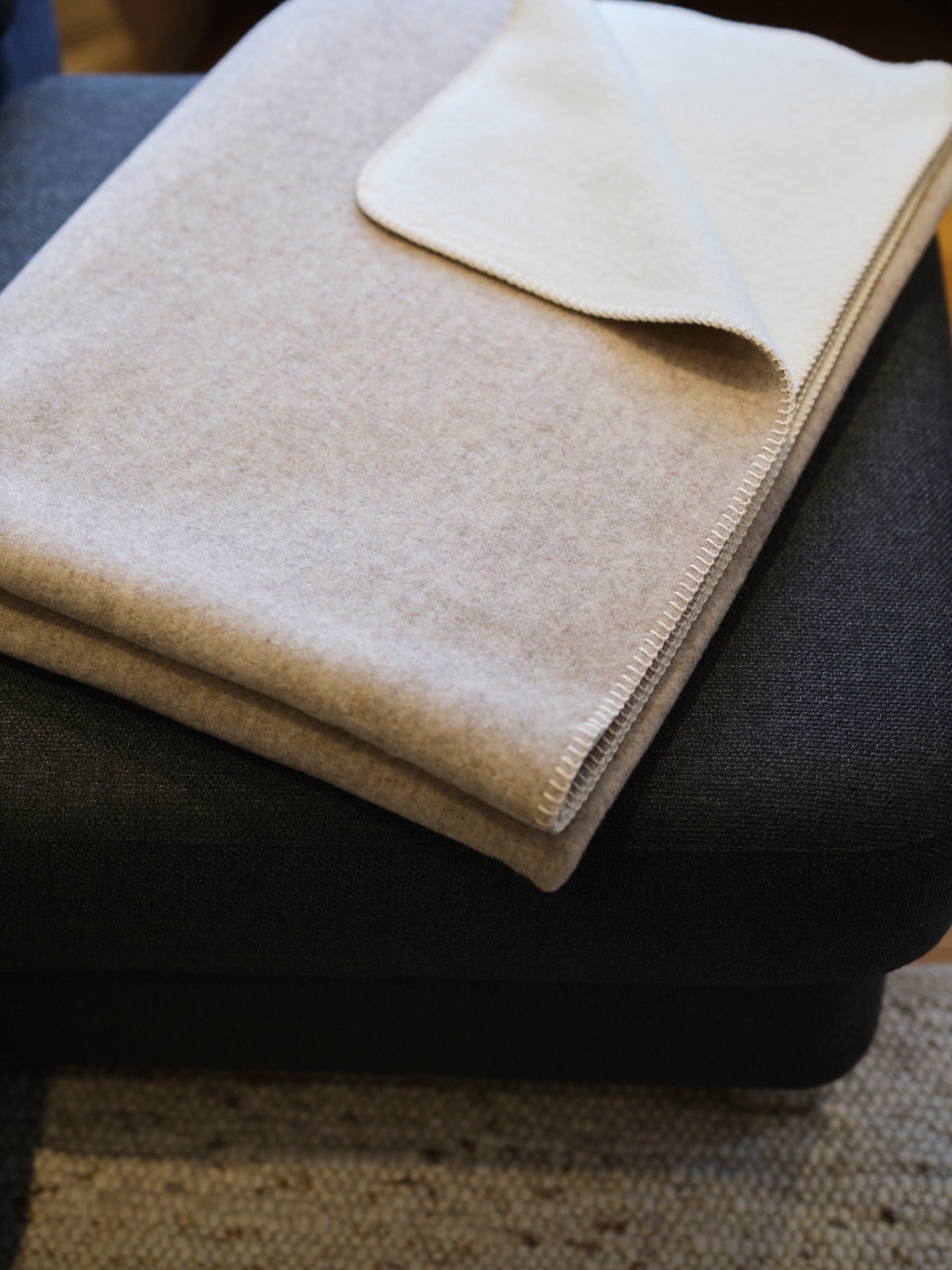 Merino Wolldecke Beige-Natur
