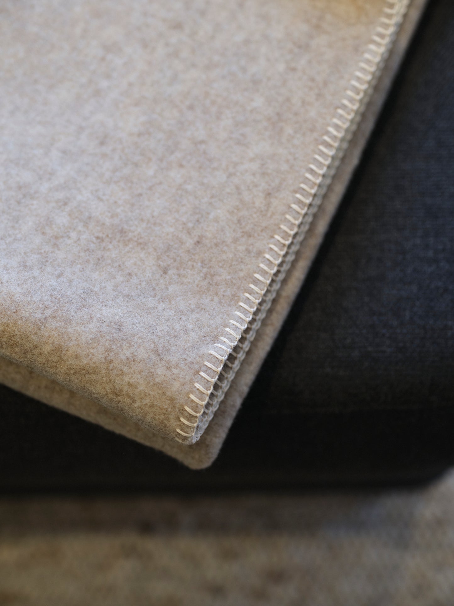 Merino Wolldecke Beige-Natur
